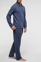 Polo Collar Zip Tracksuit in Soft Touch Milano Knit - Jeans Mélange - 1580 jeans melange | Perofil