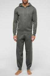 Open Zip Tracksuit in Winter Tricot Fabric - Anthracite Mélange - 0227 antracite melange | Perofil