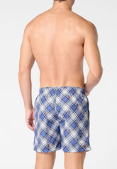 Boxer Mare in Tessuto Tecnico Stampato - Fantasia Quadri e Cani - S907 stampa check&dogs | Perofil