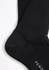 Calza Corta in Filo di Scozia a coste - Nero - C004 nero | Perofil