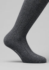 Calza Lunga a Coste in Lana e Cashmere - Antracite Melange - C215 antracite mel.scuro | Perofil