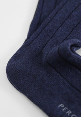 Calza Corta a Coste in Lana e Cashmere - Blu - C008 blu | Perofil