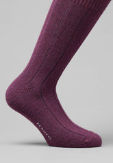 Calza Corta a Coste in Lana e Cashmere - Bordeaux Melange - C080 bordeaux melange | Perofil