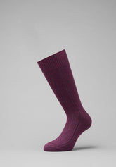 Calza Corta a Coste in Lana e Cashmere - Bordeaux Melange - C080 bordeaux melange | Perofil