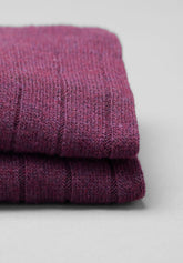 Calza Corta a Coste in Lana e Cashmere - Bordeaux Melange - C080 bordeaux melange | Perofil