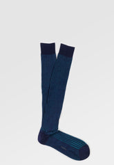 Ribbed Cotton Long Socks Vanis e - Blue and Aqua Green - C196 blu/acquamarina | Perofil