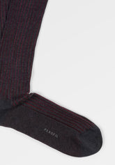 Ribbed Cotton Long Socks Vanis e - Anthracite and Sangria - C197 antracite/sangria | Perofil