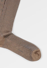Ribbed Cotton Long Socks Vanis e - Brown and Light Blue - C198 moro/azzurro | Perofil