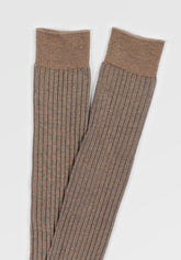 Ribbed Cotton Long Socks Vanis e - Brown and Light Blue - C198 moro/azzurro | Perofil