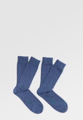 Rib Stretch Cotton Colors Short Socks Bipack - Denim Mélange - C176 denim melange | Perofil