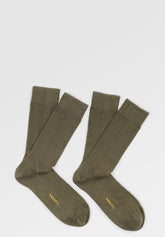 Calze Corte a Coste in Cotone Elasticizzato Rib Cotton Colors Bipack - Verde Vegetale - C225 vegetale | Perofil
