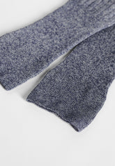Ribbed Cotton and Fresh Linen Long Socks - Blue Mélange - C092 blu melange | Perofil