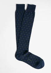 Calza Lunga In Cotone Invernale Pois Color - Blu Melange - C092 blu melange | Perofil