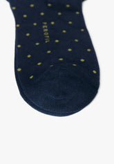 Calza Lunga In Cotone Invernale Pois Color - Blu Melange - C092 blu melange | Perofil