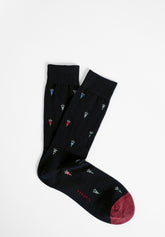 Bycicle pattern Cotton Crew Socks - Blue Mélange - C092 blu melange | Perofil