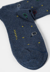 Calza Lunga in Cotone con Fantasia Tennis - Blu Melange - C092 blu melange | Perofil