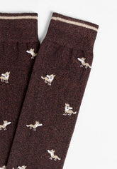 Calza Lunga in Cotone Fantasia Lupo - Moro Melange - C168 moro melange | Perofil