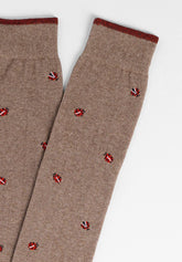 Ladybug Pattern Cotton Long Sock - Taupe Mélange - C173 tortora melange | Perofil