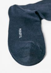 Ribbed Stretch Cotton Crew Socks Bi-Pack - Blue - C008 blu | Perofil
