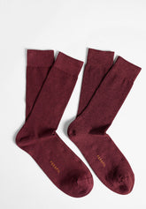 Calza Corta a Coste in Cotone Elasticizzato Bi-Pack - Cherry - C157 cherry | Perofil