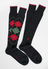 Calza Lunga in Cotone Invernale Fantasia Rombi Bipack - Blu - C008 blu | Perofil