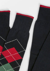 Calza Lunga in Cotone Invernale Fantasia Rombi Bipack - Blu - C008 blu | Perofil