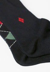Calza Corta in Cotone Invernale Fantasia Rombi Bipack - Blu - C008 blu | Perofil
