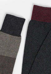 Calza Lunga in Cotone Invernale Fantasia Mille Righe Bipack - Antracite - C003 antracite | Perofil