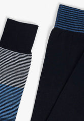 Calza Lunga in Cotone Invernale Fantasia Mille Righe Bipack - Blu - C008 blu | Perofil