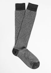 Jacquard Pattern Light Cashmere Long Socks - Black - C004 nero | Perofil