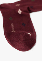 Calza Corta in Cotone e Cashmere Disegni Argyle - Bordeaux Melange - C080 bordeaux melange | Perofil