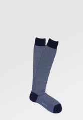 Oxford Stretch Cotton Short Socks - Blue and Light Blue - C347 blu/azzurro | Perofil