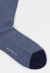 Oxford Stretch Cotton Short Socks - Blue and Light Blue - C347 blu/azzurro | Perofil