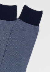 Oxford Stretch Cotton Short Socks - Blue and Light Blue - C347 blu/azzurro | Perofil