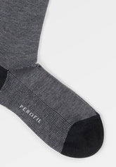 Oxford Stretch Cotton Short Socks - Anthracite and Grey - C193 atracite/grigio | Perofil
