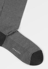 Oxford Stretch Cotton Short Socks - Dark Brown and Natural - C195 moro/naturale | Perofil