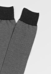 Oxford Stretch Cotton Short Socks - Dark Brown and Natural - C195 moro/naturale | Perofil