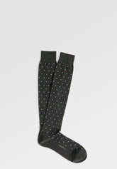 Stretch Cotton Long Socks Polka-Dots - Green Mélange - C170 verde melange | Perofil