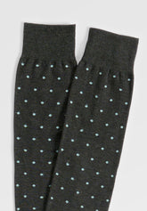 Stretch Cotton Long Socks Polka-Dots - Green Mélange - C170 verde melange | Perofil
