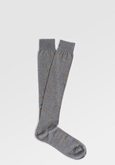 Stretch Cotton Long Socks Polka-Dots - Dark Grey Mélange - C336 grigio mel scuro | Perofil