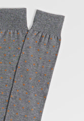 Stretch Cotton Long Socks Polka-Dots - Dark Grey Mélange - C336 grigio mel scuro | Perofil