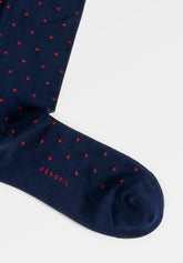 Calza Corta in Cotone Elasticizzato Fantasia Pois - Blu - C008 blu | Perofil