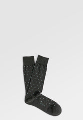 Calza Corta in Cotone Elasticizzato Fantasia Pois - Verde Melange - C170 verde melange | Perofil