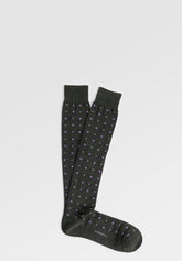 Mercerized Stretch Cotton Micro-Pattern Long Socks - Botanical Print - C151 fantasia vegetale | Perofil