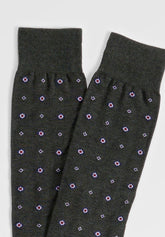 Mercerized Stretch Cotton Micro-Pattern Long Socks - Botanical Print - C151 fantasia vegetale | Perofil