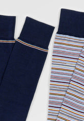 Long Socks in Stretch Cotton Stripes Bipack - Sangria Stripe Print - C135 riga sangria | Perofil