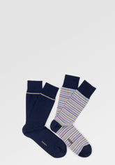 Calza Corta in Cotone Elasticizzato Righe Bipack - Fantasia Righe Sangria - C135 riga sangria | Perofil