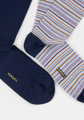 Calza Corta in Cotone Elasticizzato Righe Bipack - Fantasia Righe Sangria - C135 riga sangria | Perofil