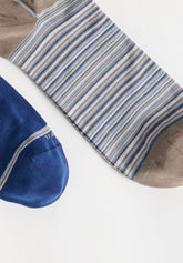 Calza Sneakers in Cotone Elasticizzato Righe Bipack - Fantasia Righe Tortora - C129 riga tortora | Perofil