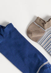 Calza Sneakers in Cotone Elasticizzato Righe Bipack - Fantasia Righe Tortora - C129 riga tortora | Perofil